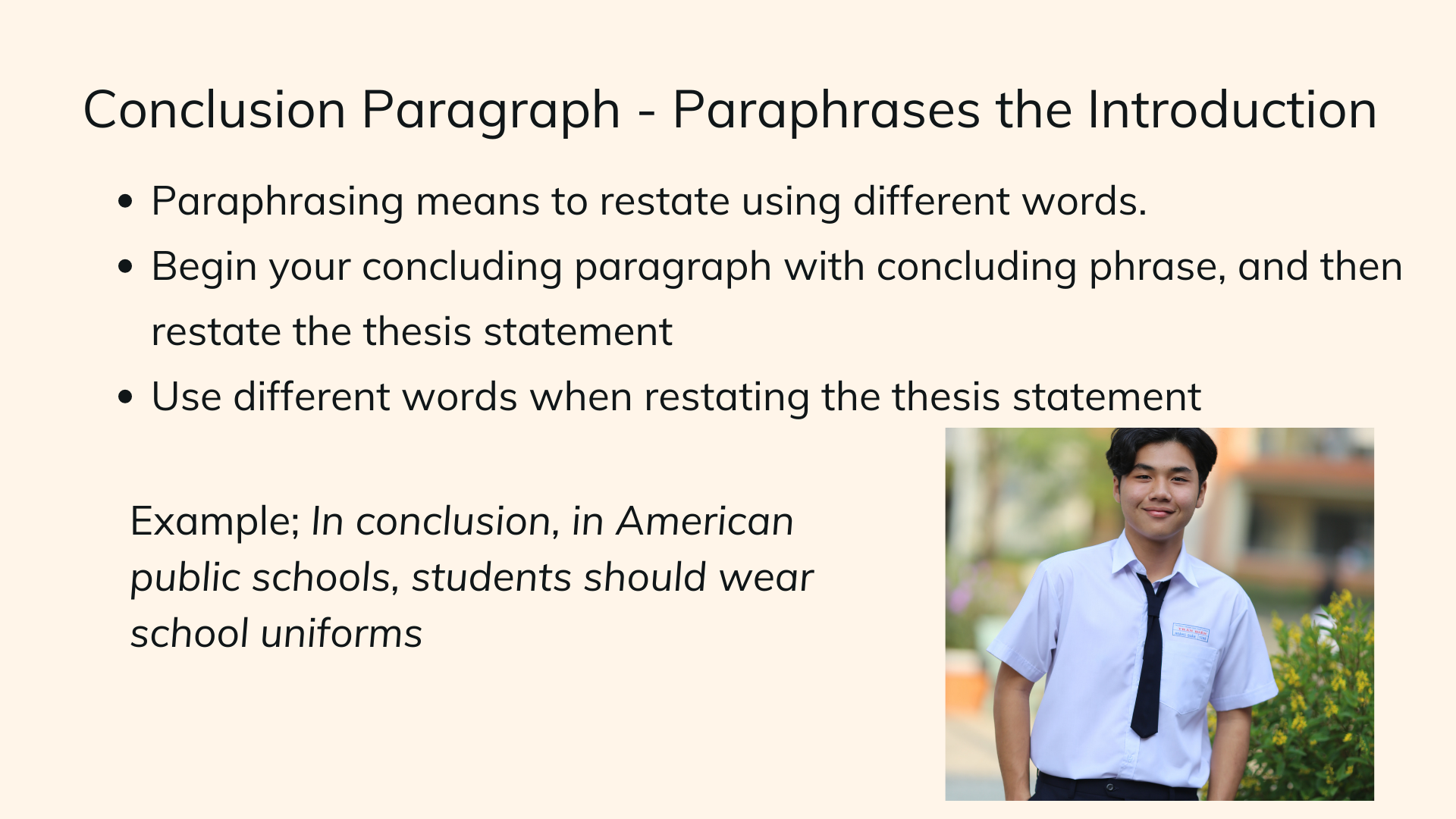 concluding paragraph paraphrasing