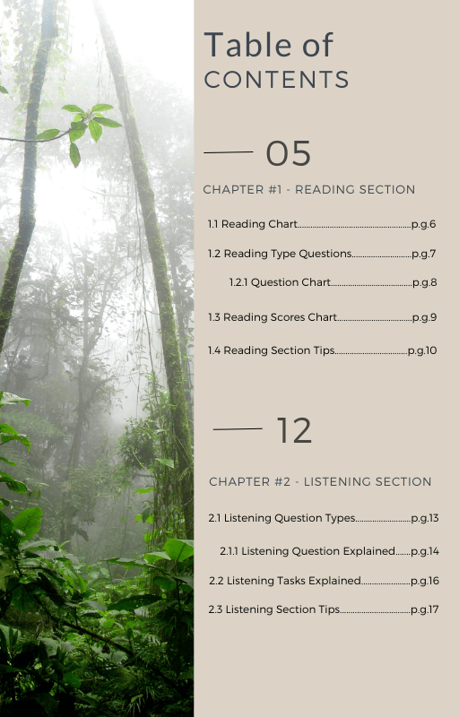 table of contents ielts book