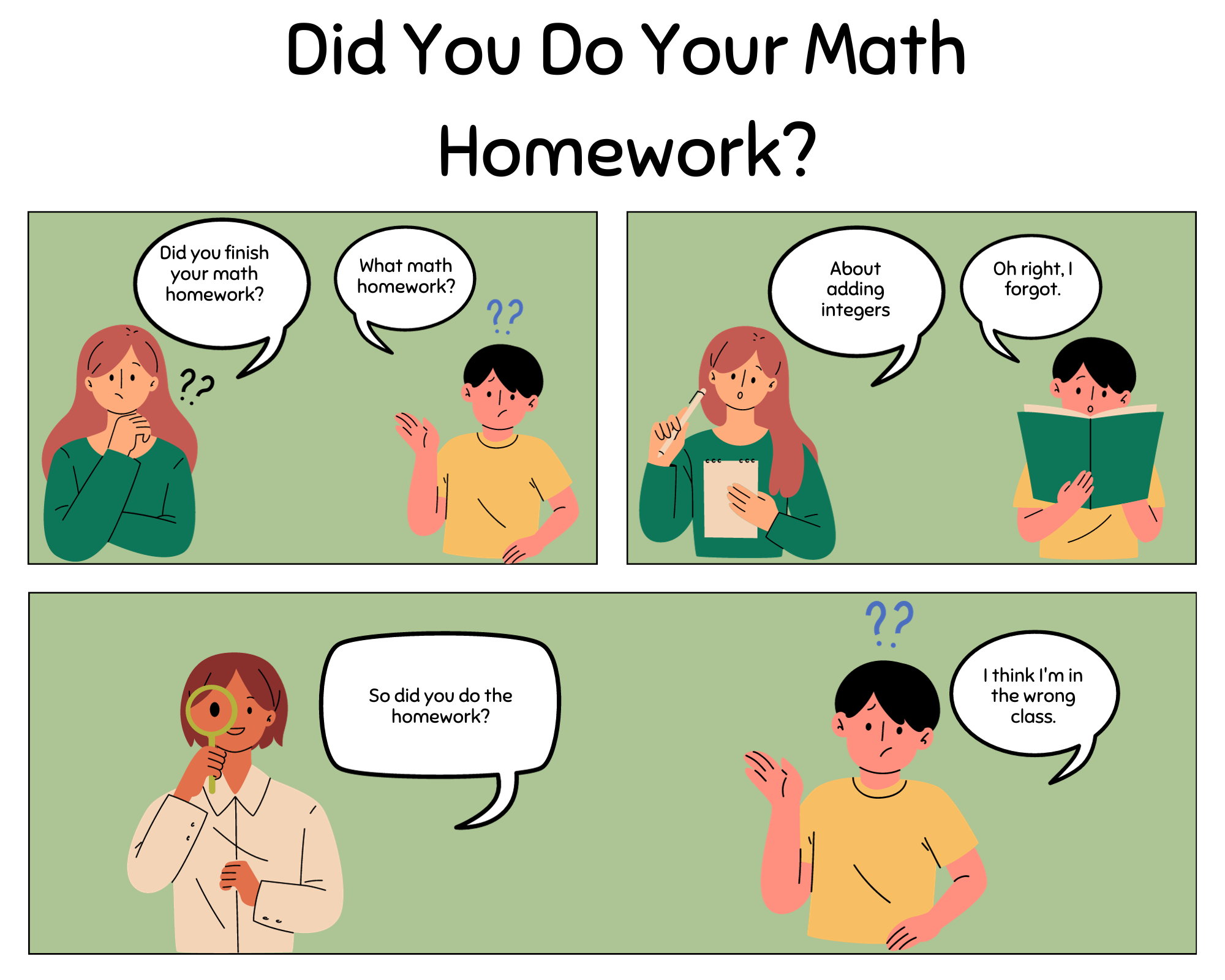 holiday homework comic strip