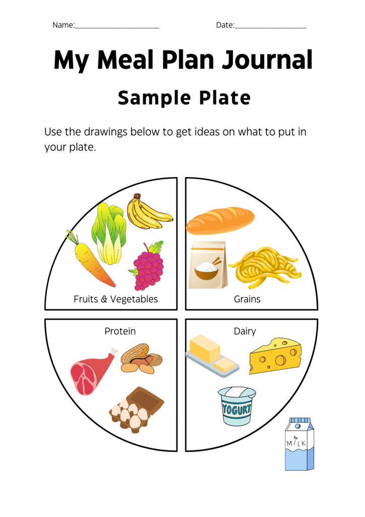 health in education meal plan activity for kids