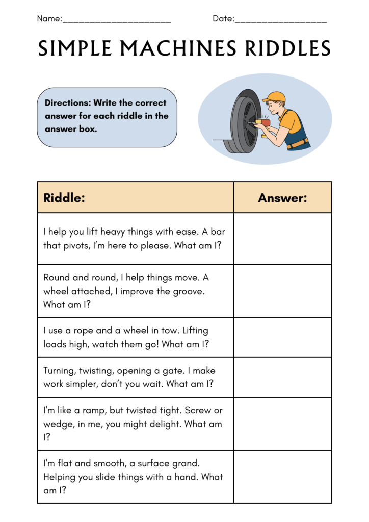 simple machines worksheet