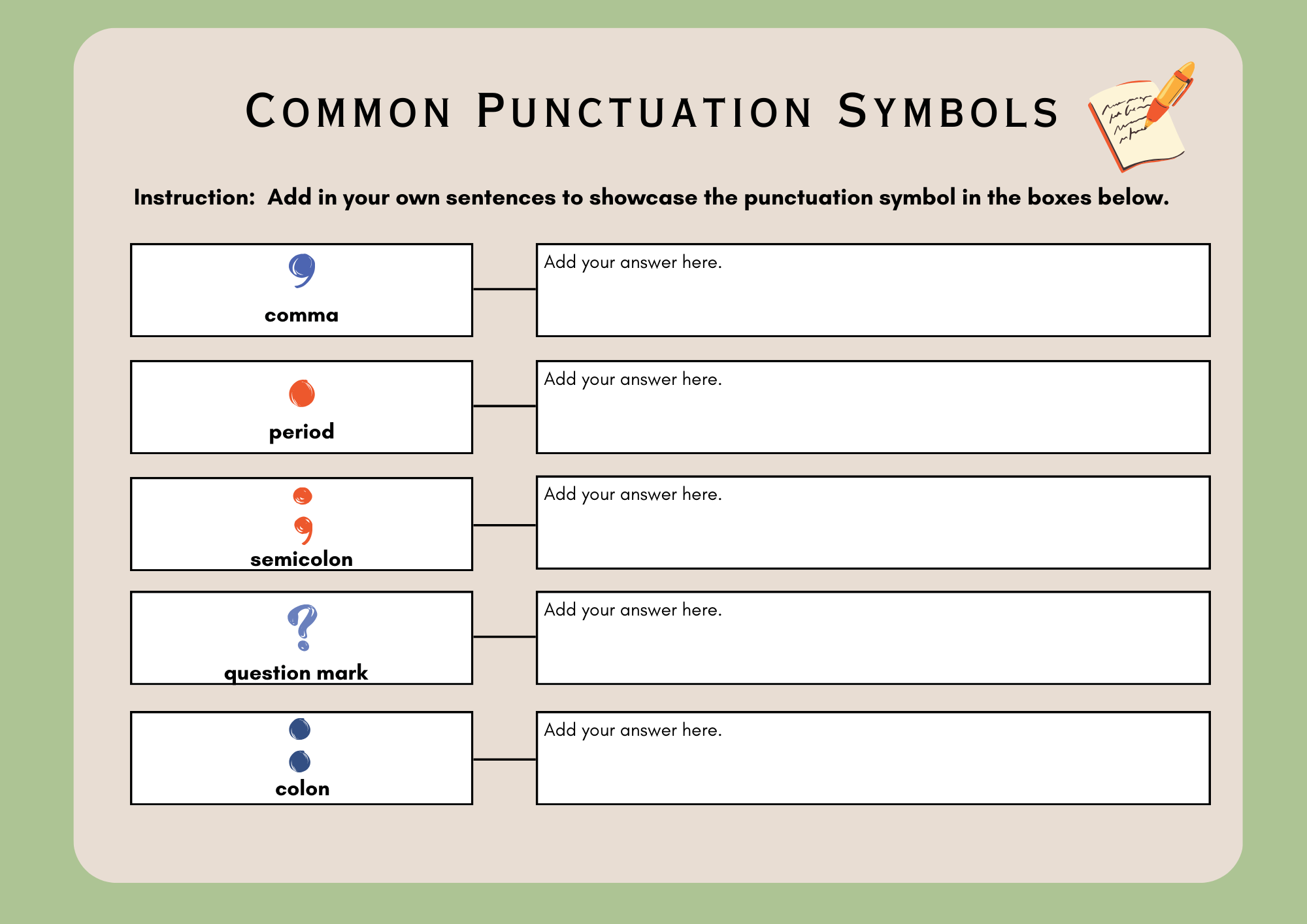 punctuation digital chart