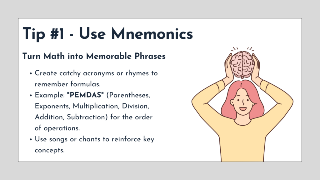 memory skills in math