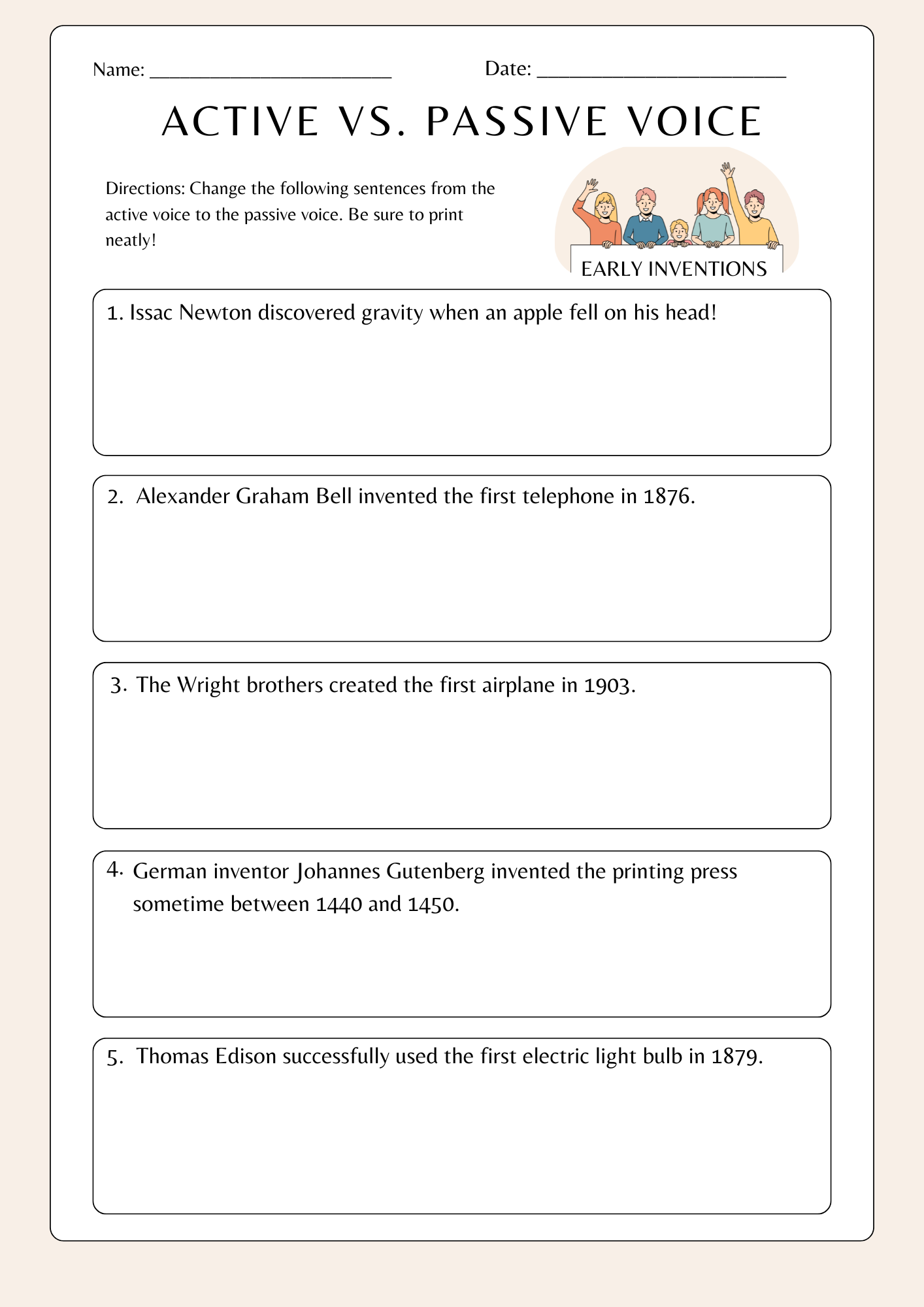 active to passive voice grammar worksheet