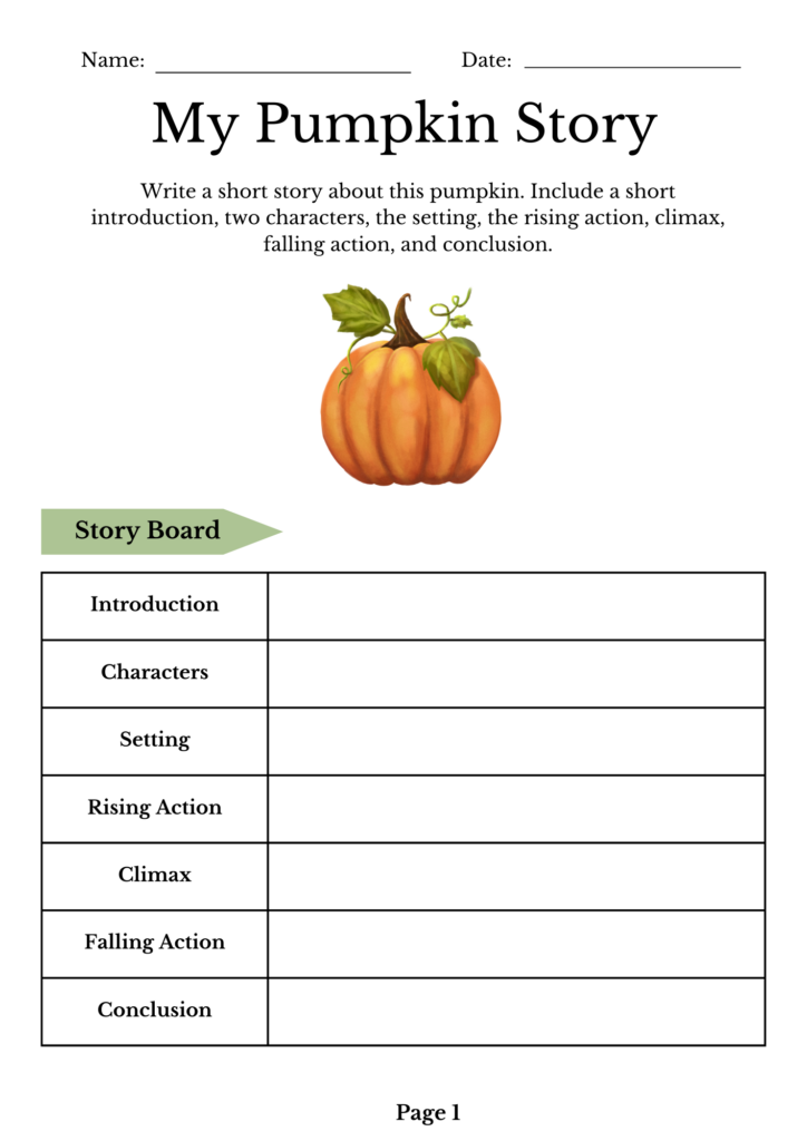 pumpkin writing worksheet