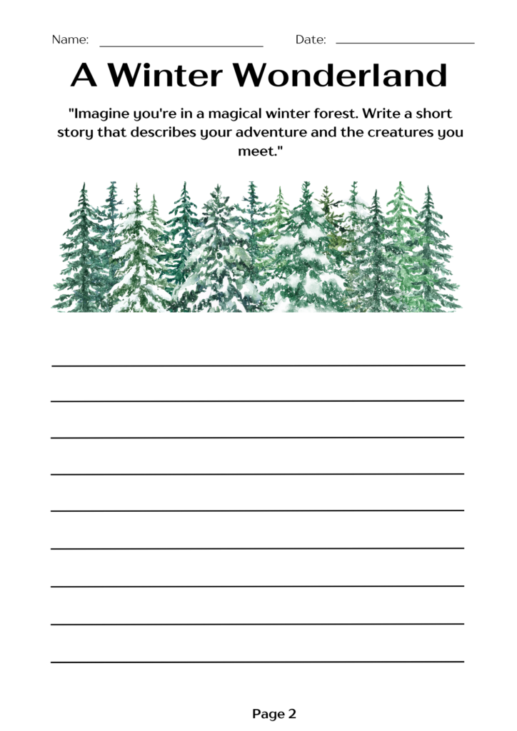 winter wonderland writing worksheet